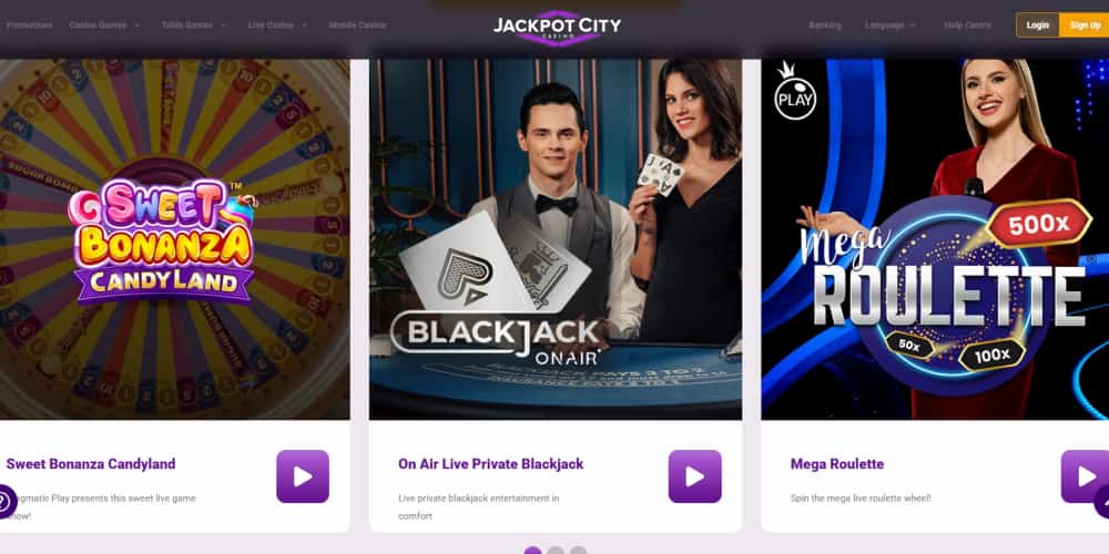 Jackpot City live casino section