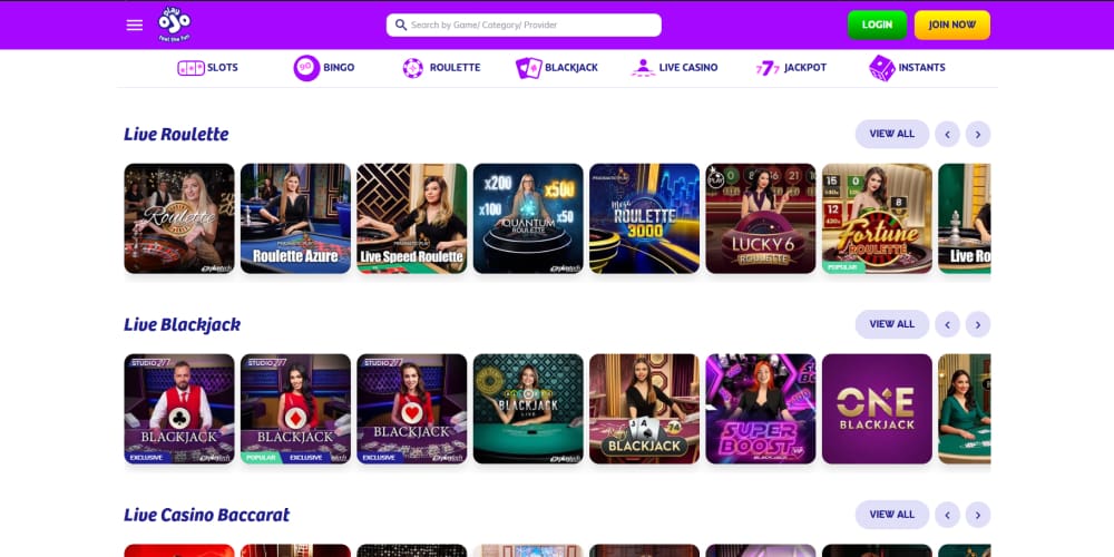 PlayOJO live section