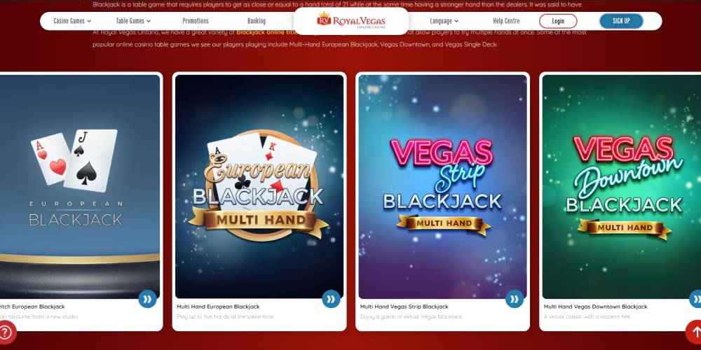 Royal Vegas live section